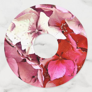ÉTIQUETTE POUR VERRE DE VIN HYDRANGES ROSES