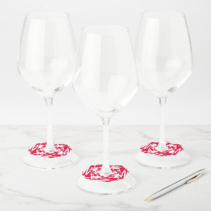 Étiquette Pour Verre De Vin Illusion abstraite rouge blanc