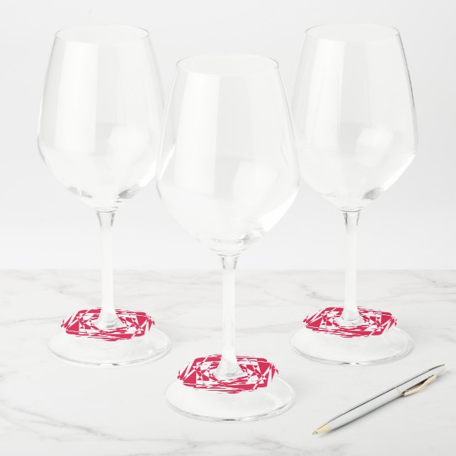 Étiquette Pour Verre De Vin Illusion abstraite rouge blanc (Lot)
