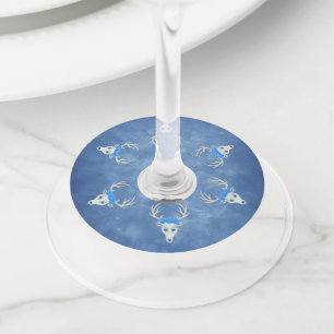 Étiquette Pour Verre De Vin Imaginaire Têtes de Cerf Blanc avec Antlers Rose B