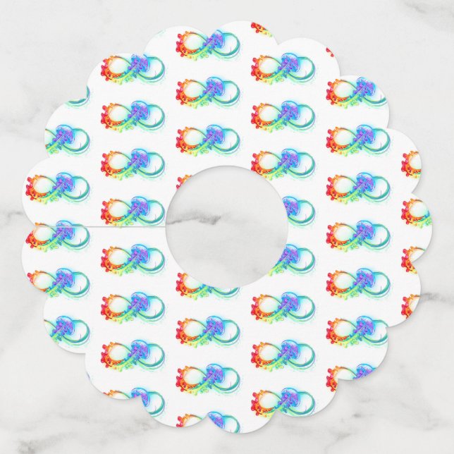 Étiquette Pour Verre De Vin Infinity avec Rainbow Jellyfish (Devant)