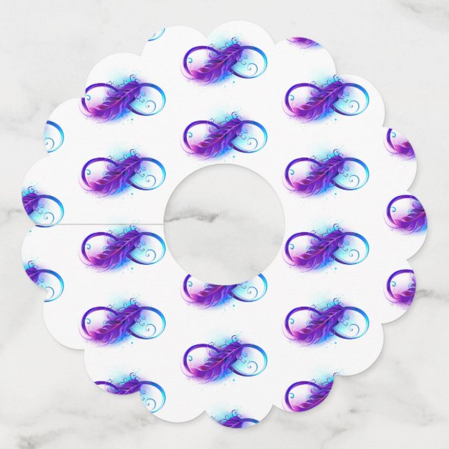 Étiquette Pour Verre De Vin Infinity with purple feather (Devant)