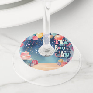 Étiquette Pour Verre De Vin Invitation de fête d'anniversaire