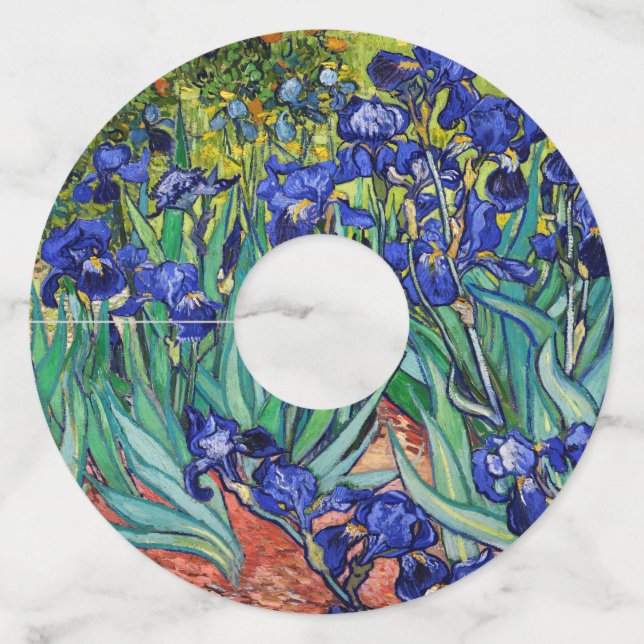 Étiquette Pour Verre De Vin Irises par Vincent van Gogh (Devant)