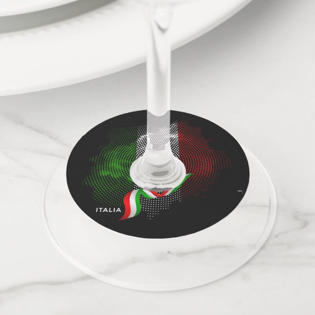 Étiquette Pour Verre De Vin Italian flag (De près)