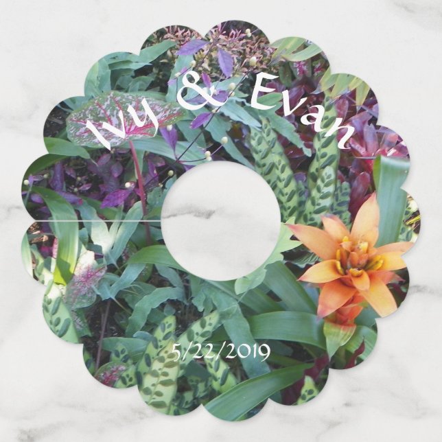 Étiquette Pour Verre De Vin Jardin de Bromeliad (Devant)