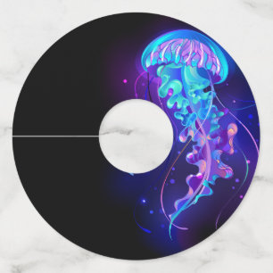 Étiquette Pour Verre De Vin Jellyfish éclatante couleur