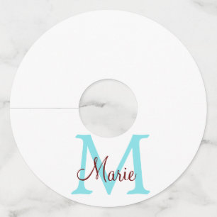Étiquette Pour Verre De Vin jeté simple minimal ajouter nom monogramme rose ro