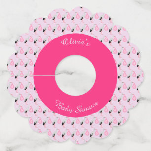 Étiquette Pour Verre De Vin Joli rose Baby Girl Stork Baby shower personnalisé