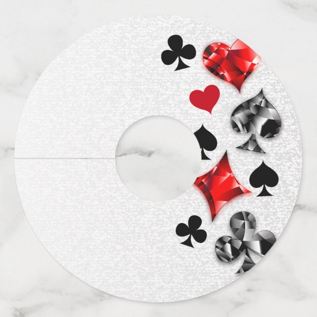Étiquette Pour Verre De Vin Joueur de poker Joueur de cartes de jouer costumes (Devant)