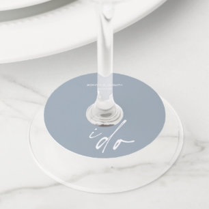 Étiquette Pour Verre De Vin Jour de mariage Élégant Script I Do
