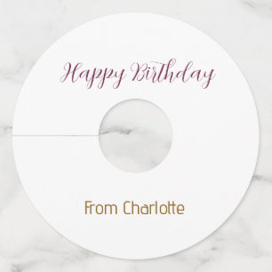 Étiquette Pour Verre De Vin joyeux anniversaire or rose doré de nom simple mod
