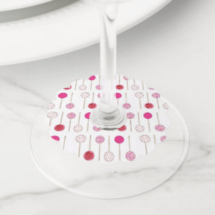 Étiquette Pour Verre De Vin Joyeux anniversaire Pink Frosted Cake Pops Party