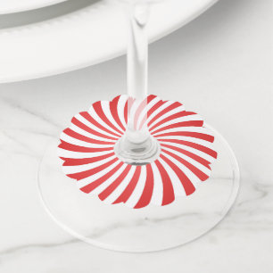 Étiquette Pour Verre De Vin Joyeux Noël Rouge & blanc Peppermenthe Candy Swirl