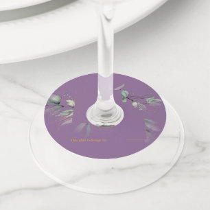 Étiquette Pour Verre De Vin Lavande Aquarelle Vert Mariage Floral