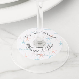 Étiquette Pour Verre De Vin Le mariage de plage d'étoiles de mer de