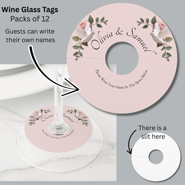Étiquette Pour Verre De Vin Les invités écrivent leur propre nom  -  (Créateur téléchargé)