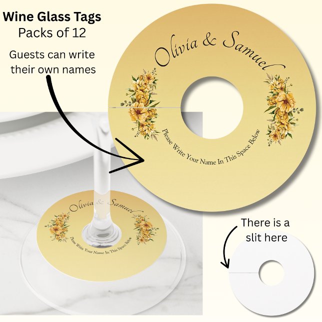 Étiquette Pour Verre De Vin Les Invités Écrivent Leur Propre Nom. (Créateur téléchargé)