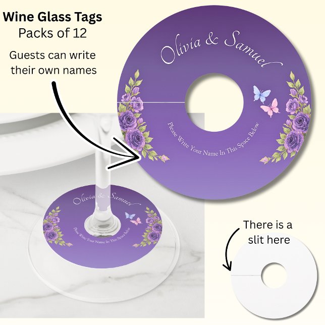 Étiquette Pour Verre De Vin Les Invités Écrivent Leur Propre Nom. (Créateur téléchargé)