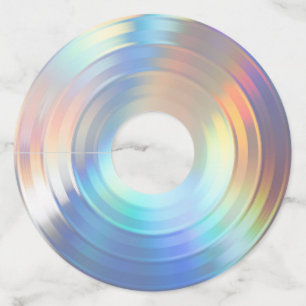 Étiquette Pour Verre De Vin Licorne de sirène arc-en-ciel pastel holographiqu