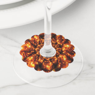 Étiquette Pour Verre De Vin Lumières à étincelles dorées