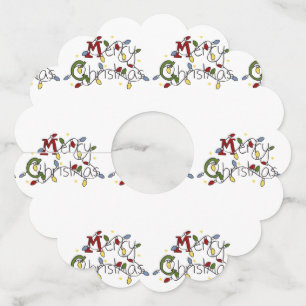 Étiquette Pour Verre De Vin Lumières de Joyeux Noël