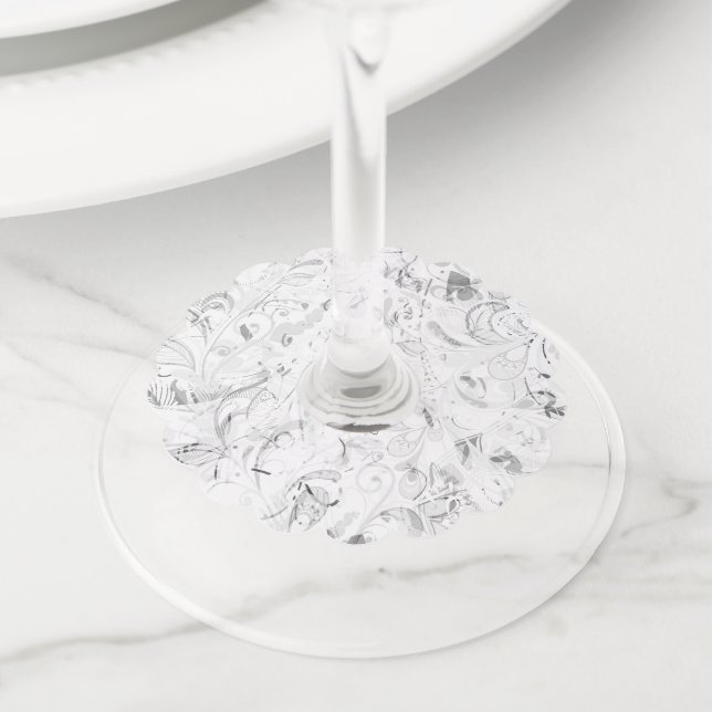 Étiquette Pour Verre De Vin Mandala 4 Abstrait (De près)