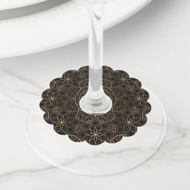 Étiquette Pour Verre De Vin Mandala Luxe 3 (De près)
