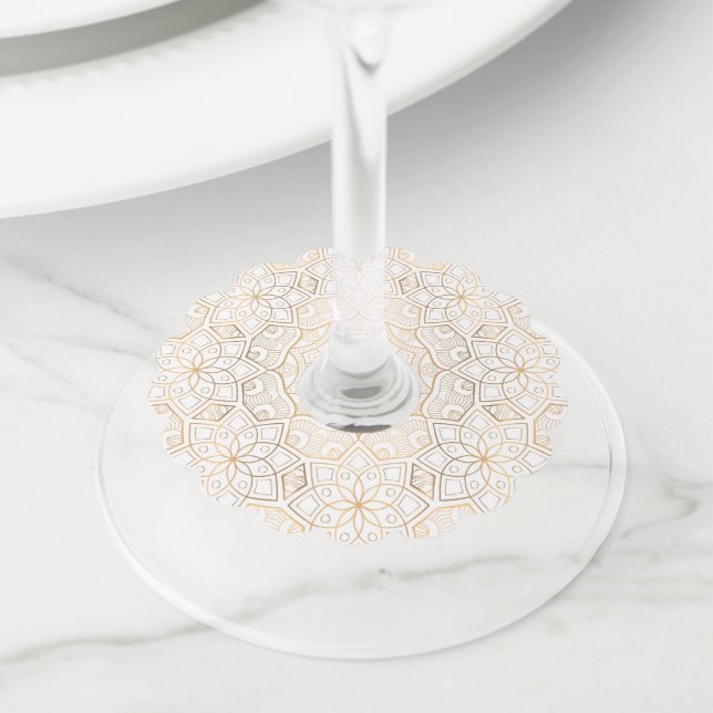 Étiquette Pour Verre De Vin Mandala Luxe 4 (De près)