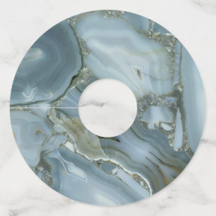 Étiquette Pour Verre De Vin Marbre gris bleu avec Veine or