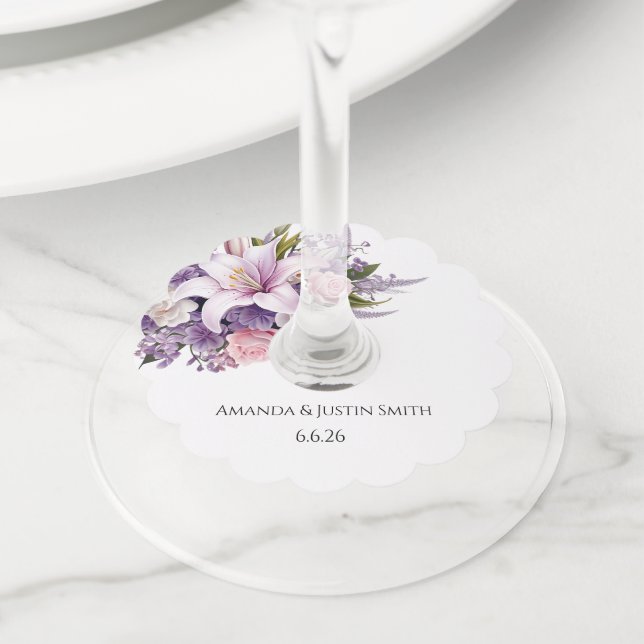 Étiquette Pour Verre De Vin Mariage  (De près)