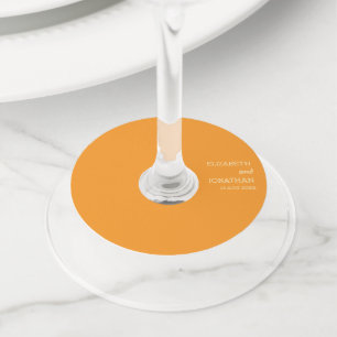Étiquette Pour Verre De Vin Mariage au coucher de soleil orange