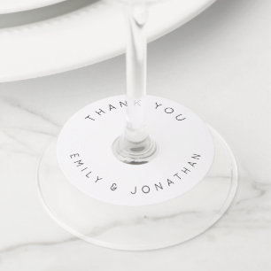 Étiquette Pour Verre De Vin Mariage blanc de Merci de noms simples