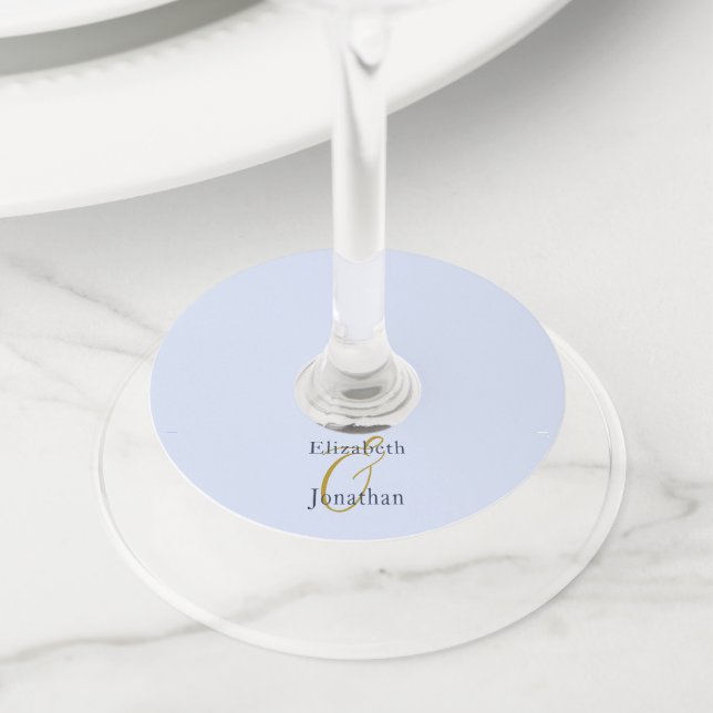 Étiquette Pour Verre De Vin Mariage bleu opulent (De près)