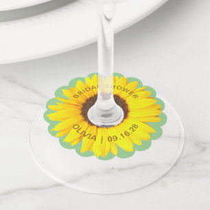 Étiquette Pour Verre De Vin Mariage Champêtre Fleur de Tournesol Colorée