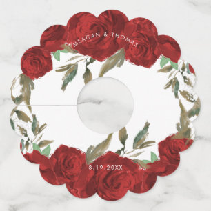 Étiquette Pour Verre De Vin mariage de verdure aux roses rouges