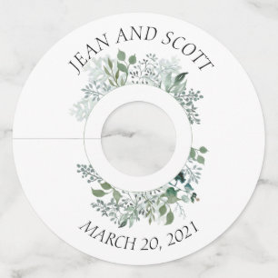 Étiquette Pour Verre De Vin Mariage Green Foliage Botanique Feuilles Marker