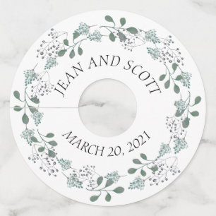 Étiquette Pour Verre De Vin Mariage Green Foliage Botanique Feuilles Marker