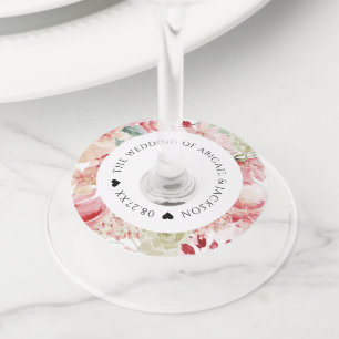 Étiquette Pour Verre De Vin Mariage Réception Florale Aquarelle Texte Personna