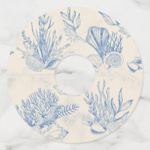 Étiquette Pour Verre De Vin Mariage toile océan thème Blue Shower de mariage