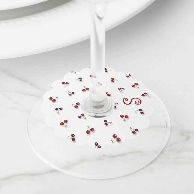 Étiquette Pour Verre De Vin Marque - verre cerises (De près)