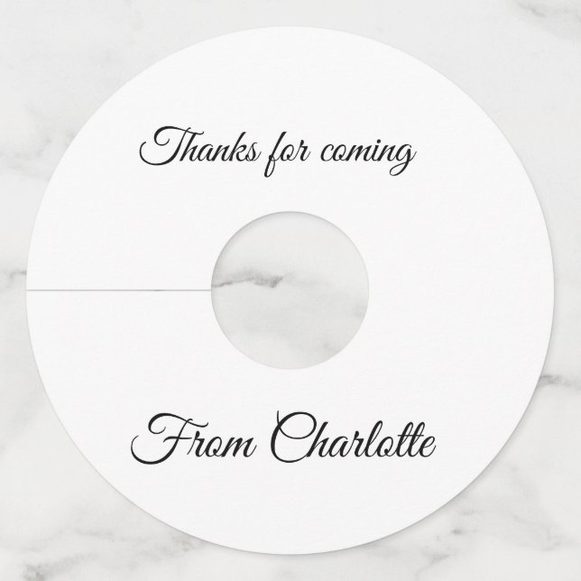 Étiquette Pour Verre De Vin merci d'être venu nom du texte du message  (Devant)