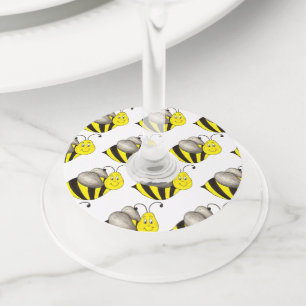 Étiquette Pour Verre De Vin Miel jaune Bee Bumblebee Joyeux Anniversaire Jour