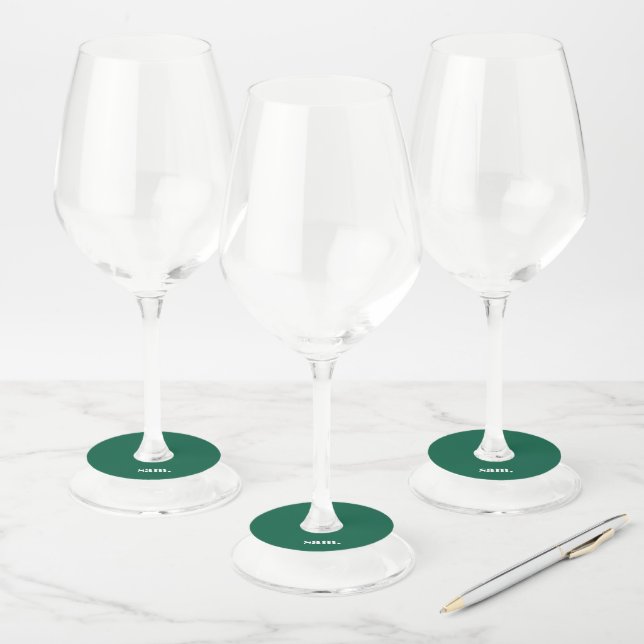 Étiquette Pour Verre De Vin Minimaliste texte personnalisé gras vert (Lot)