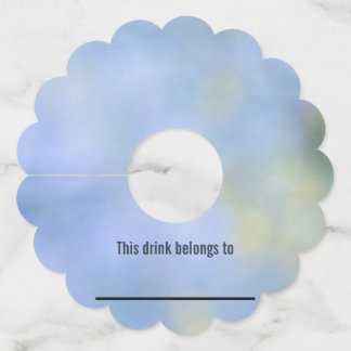 Étiquette Pour Verre De Vin Modèle de nom abstrait bleu jaune Palo Verde