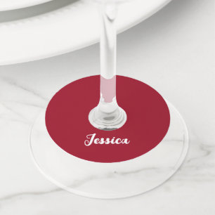 Étiquette Pour Verre De Vin Monogramme minimaliste rouge cramoisi profond