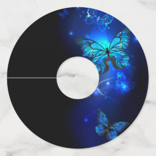 Étiquette Pour Verre De Vin Morpho Butterfly in the Dark Background