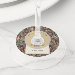 Étiquette Pour Verre De Vin Motif botanique floral botanique vintage sombre et