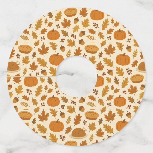 Étiquette Pour Verre De Vin Motif classique de Thanksgiving (Devant)