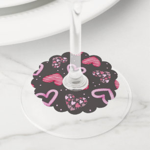 Étiquette Pour Verre De Vin Motif Cœurs 34